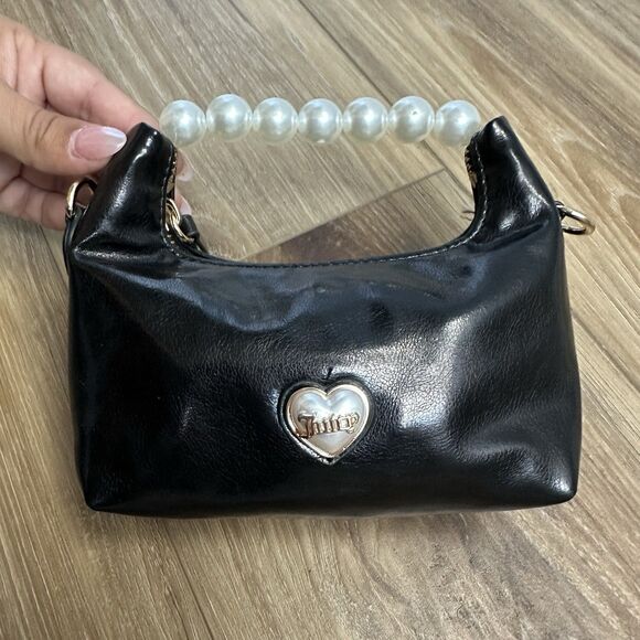 Juicy Couture Handbags - Juicy Couture Black Faux Leather Pearl Handle Mini Bag